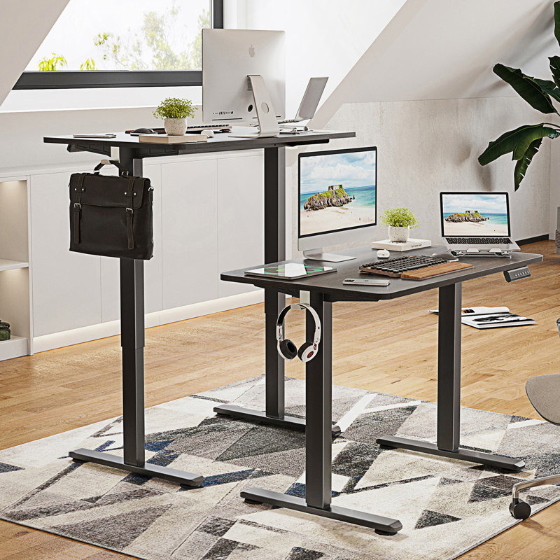 Bureau électrique debout avec planche d'épissure, H 45,05 po x l 40,6 po x P 24,05 po, Noyer / noir