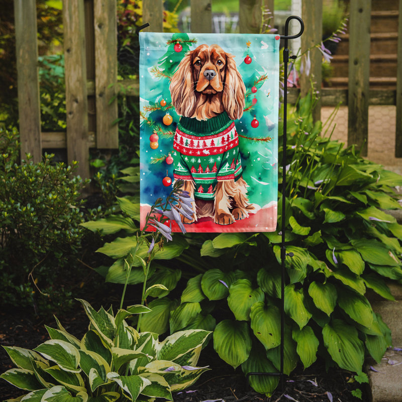 Drapeau de Noël Sussex Spaniel, H 15,5 po x l 11,25 po