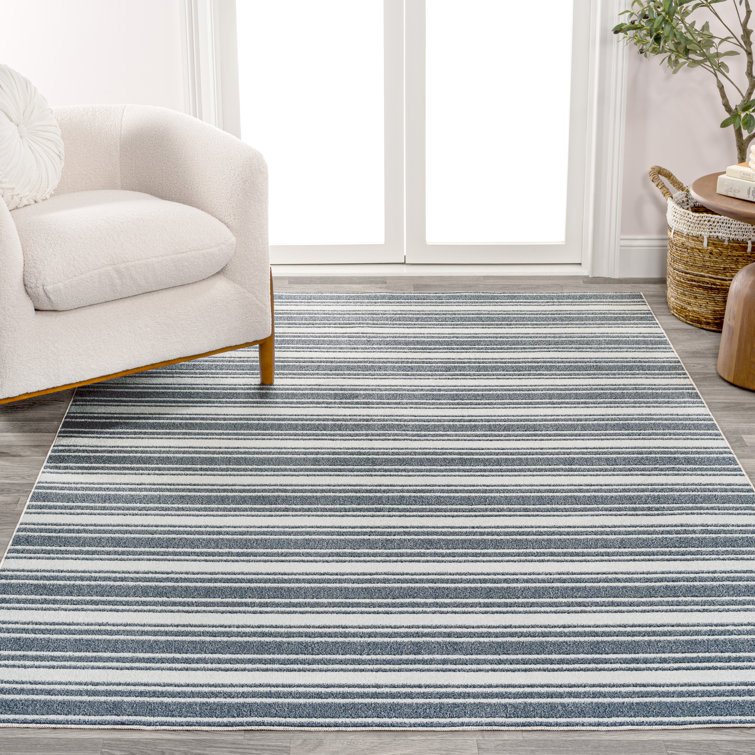 Rectangle Raygoza Striped Machine Woven Polyester Area Rug