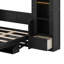 Grand lit plateforme escamotable avec tablette, armoires latérales, tiroirs et DEL-115733979