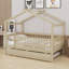 Wooden house bed with trundle