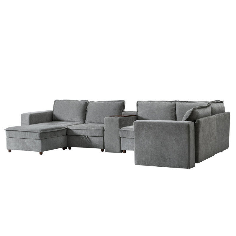 Miriam Modern 6 Seater Corner Sofa with Hidden Storage and USB Port, Grey