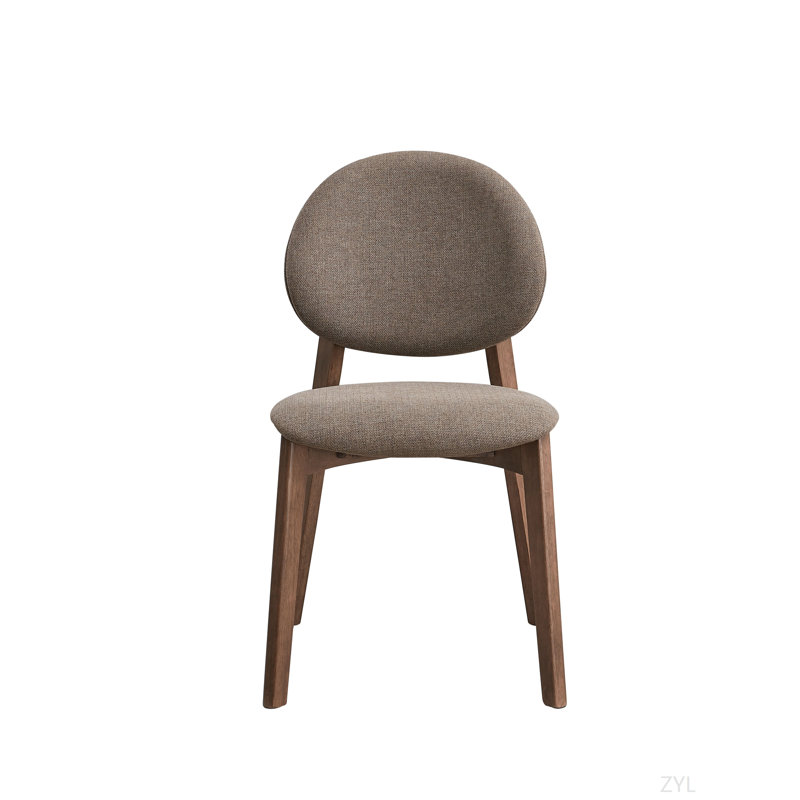 Light Brown Linen & Walnut Finish Side Chair (Set Of 2), Light Brown