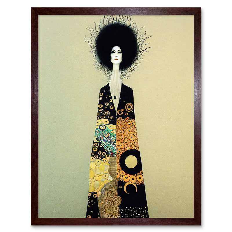 Portrait Woman Gustav Klimt Style Dress - Print, Brown Framed Paper, 43cm H x 33cm W