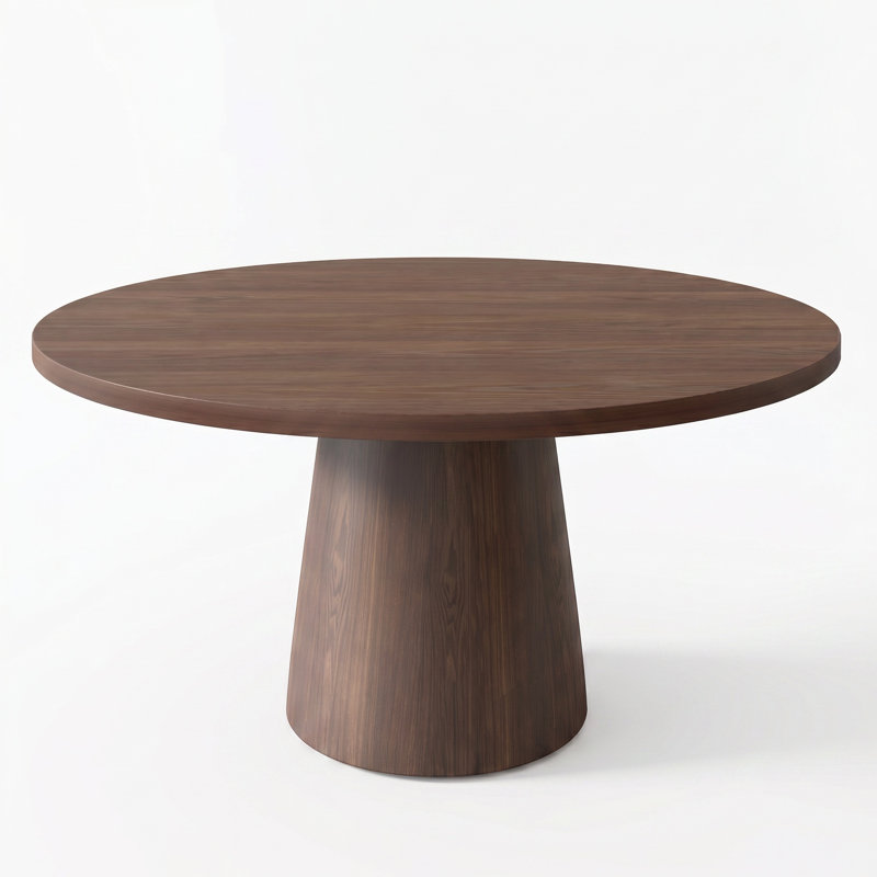 Table de salle à manger moderne en bois massif avec plateau en noyer foncé, H 29,52 po x L 47,24 po x l 47,24 po, Brun