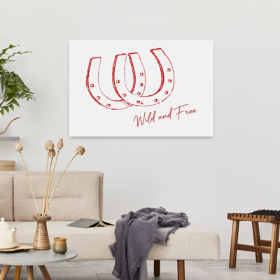 Horseshoe Wild and Free Red Bold Minimalist Modern Coastal Wall Art Print