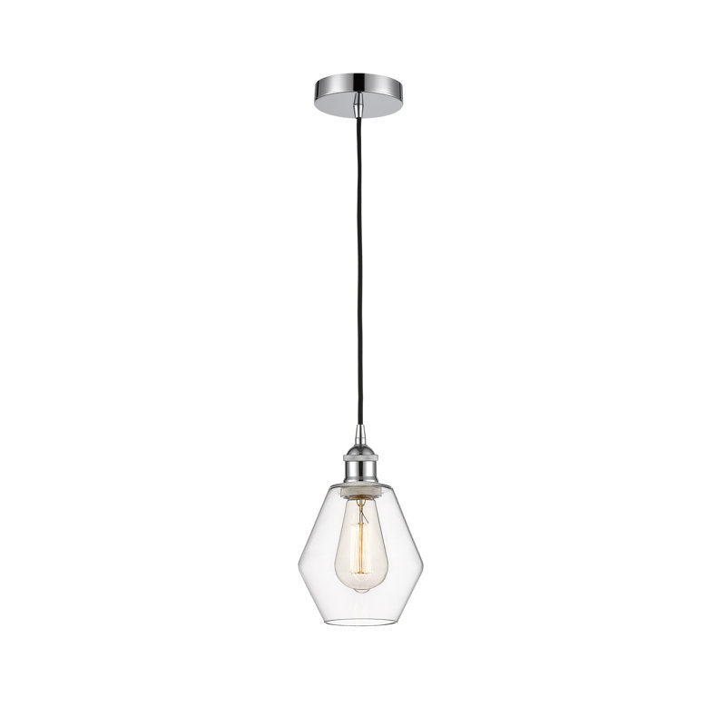Luminaire suspendu 1 lumière Gabbie, Transparent, Chrome poli