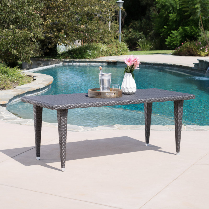 Zoya Wicker Dining Table,Patio Kitchen Table, Gray