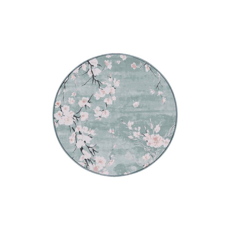Machine Washable Blue Area Rug, Round 8'