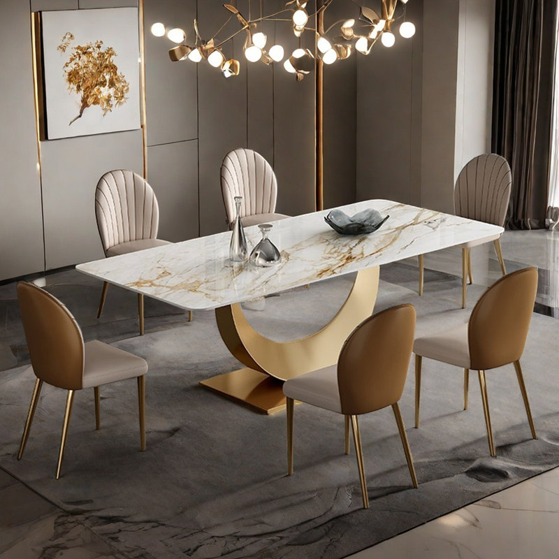 Italian style modern rectangular dining table sets, 29.5"H x 55.1"L x 31.5"W