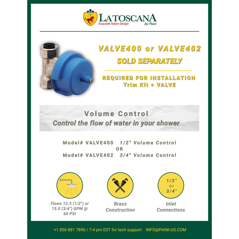 Lady Volume Control Trim Kit, Valve Required, Satin Gold