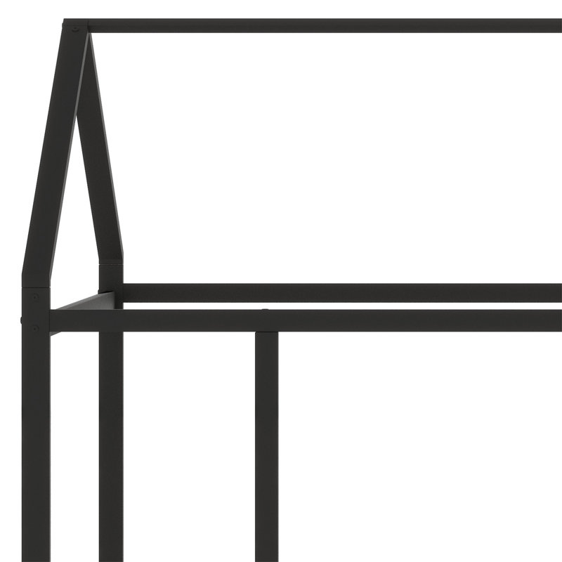 Structure de lit en métal avec clôture, Noir