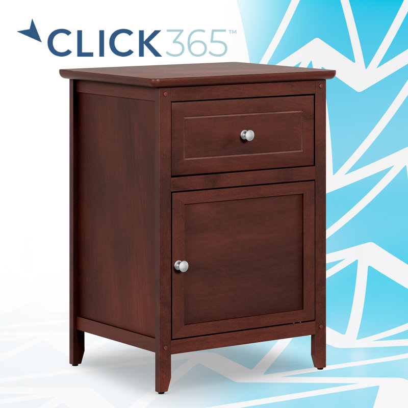 ClickDecor Alcott Side Table with Single Drawer and Storage Cabinet, Walnut