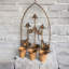 Metal Wall Mirror with 3 Planter Holders Antique Finish Indoor Outdoor Hanging Garden Decor Accent