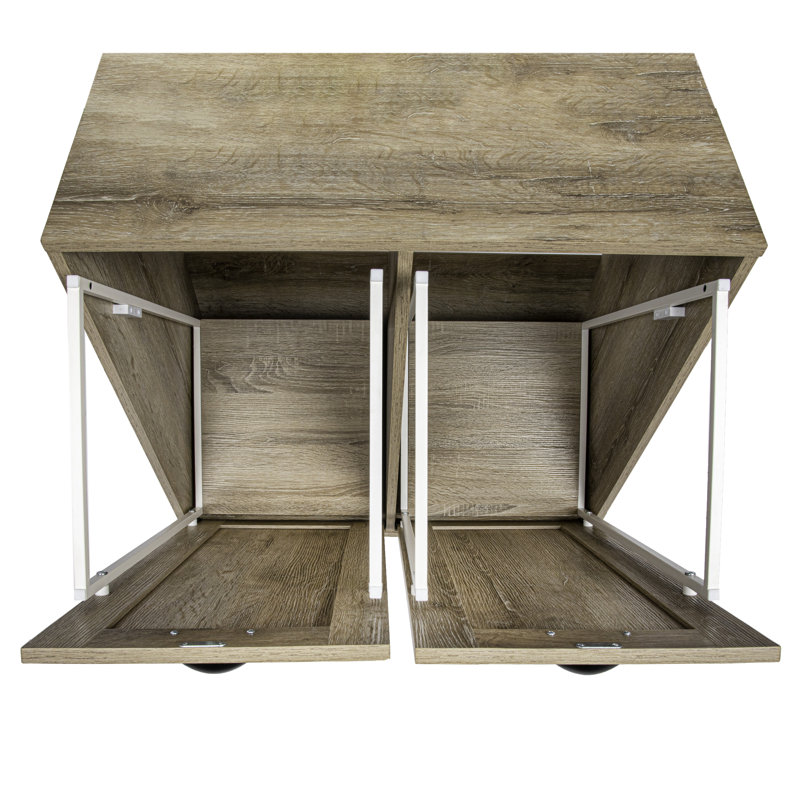 Tilt Out Laundry Sorter Cabinet, Oak