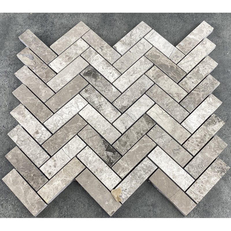 Carreau de mosaïque en marbre à chevrons 1 po x 3 po