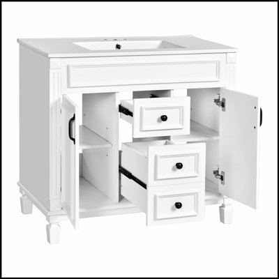 36' Modern Bathroom Vanity With Top Sink, 2 Soft-Closing Doors, And 2 Drawers For Enhanced Storage And Elegance