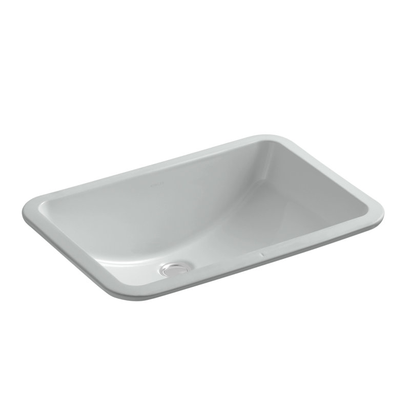 Ladena Vitreous China Rectangular Undermount Bathroom Sink, Ice Gray