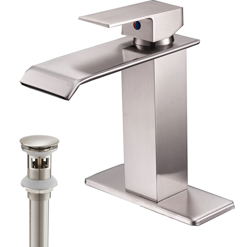 Single-Hole Single-handle Bathroom Faucet with Drain Assembly, Brushed Nickel