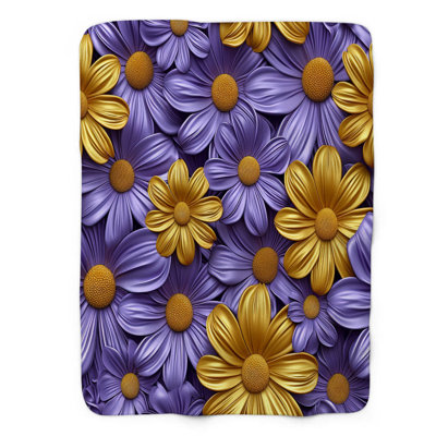 Jeté de fleurs jaunes - 1 pièce Sherpa Bl Premium