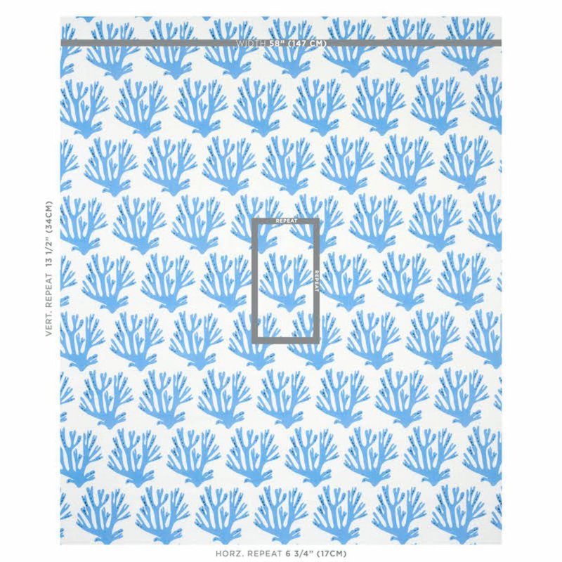 Tissu corail Schumacher x Molly Mahon, Bleu