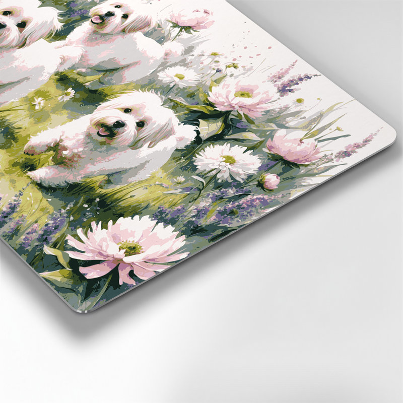 Chiens bolognais, art mural en métal beige, H 20 po x l 30 po