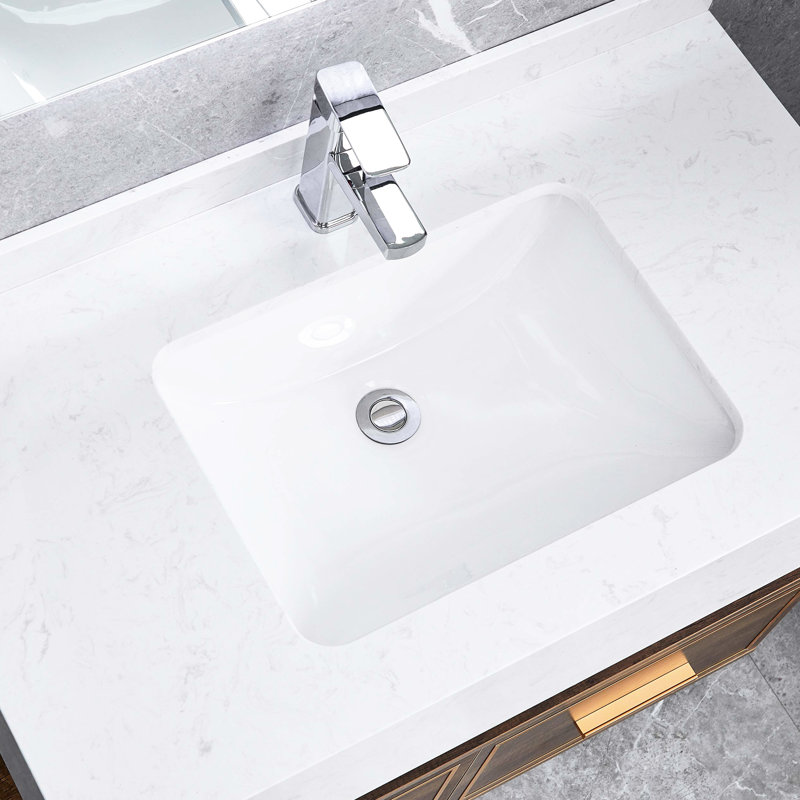 White Ceramic Bathroom Vessel Sink - Overflow, Soundproof, Heat , Stain & Scratch Rust No Faucet Holes Observed High Rectangular White, Sound Absorbing, Rust-, Emerged