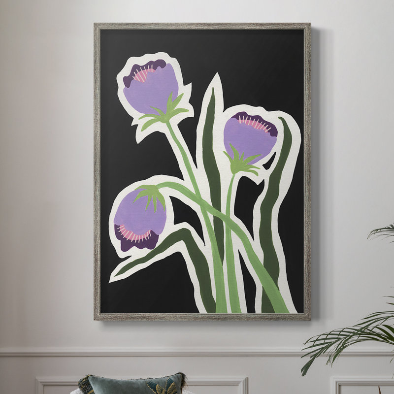 Pop Flowers II, reproduction encadrée - bois massif, H 30 po x l 24 po
