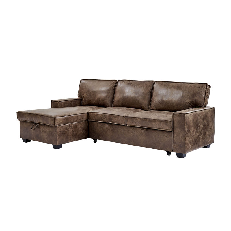 Makynzie 3 Seater Faux Leather Sofa Bed, Left Hand Facing