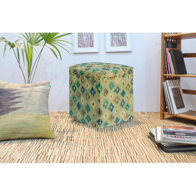 Repose-pieds carré cubique touffeté à motif géométrique de 16 po de largeur Jordanmichael