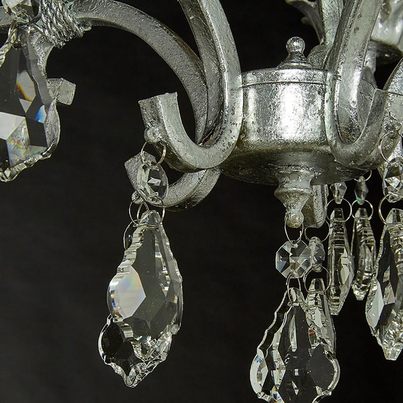 Abella 5 - Light Candle Style Empire Chandelier, Silver, 320V