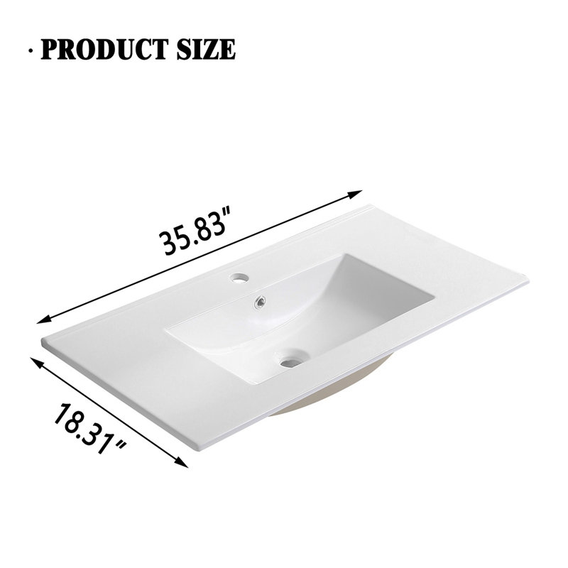 Lavabo de meuble-lavabo en céramique 36 po