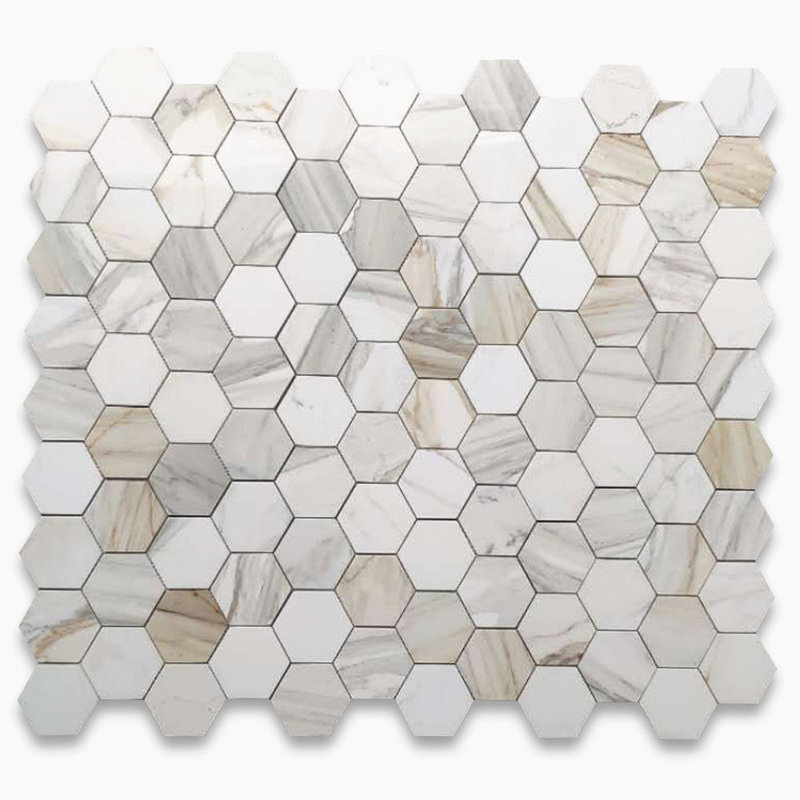 Calacatta 12" x 11" Marble Mosaic Tile, LIght Gray