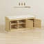 Banc de rangement pour chaussures avec rotin tissé, banc pour chaussures avec coussin, tablettes réglables, banc d'entrée pour chambre à coucher, salon