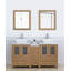 Ensemble de meuble-lavabo autoportant à double cuve 60 "avec plateau en marbre et miroirs assortis Ravenna-109234247