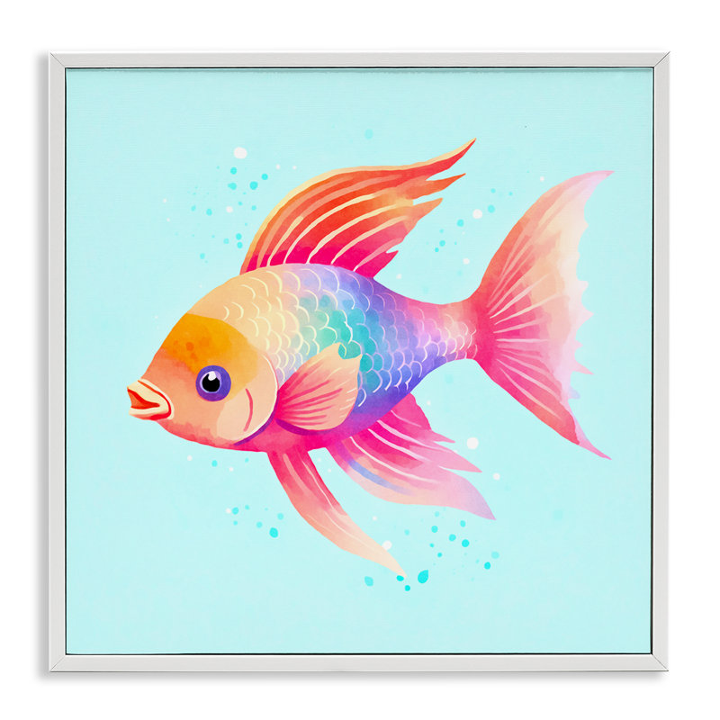 «Whimsical Gradient Fish», estampe numérique encadrée par Andrea Haase, Estampe numérique encadrée blanc bord de mer