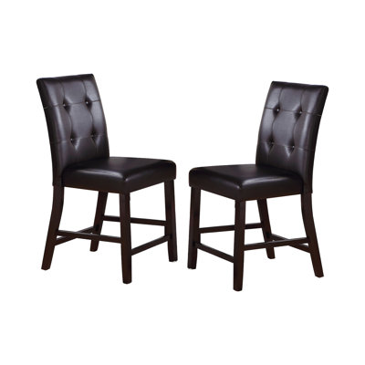 2 Counter Height Chair Collection, Wood And Frame, Faux Leather Upholstery, 250 Lbs Weight Capacity, Dining Room Decoration Seats, Robust Structure, 250Lb