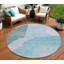 Tapis d'intérieur rond lavable abstrait bleu sarcelle articulé vert et bleu HomeRoots