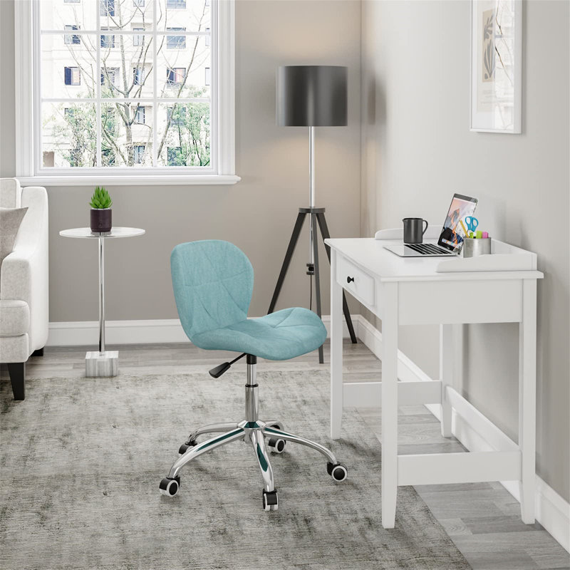Erltrud Velvet Office Chair, Mint, Fabric