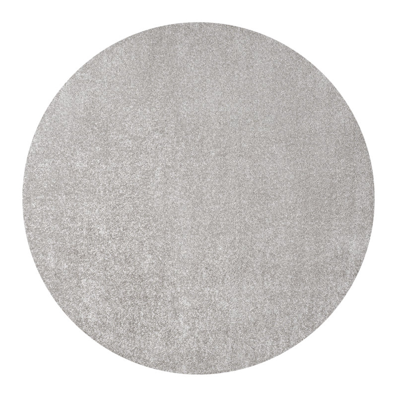 Asaiah Solid Low-Pile Light Gray Rug, Round 5'3"