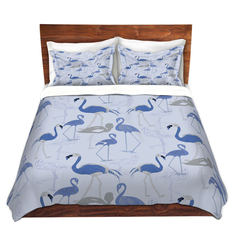 Ensembles de housse de couette très grand DiaNoche en microfibre par Yasmin Dadabhoy - Flamingo 4 - bleu