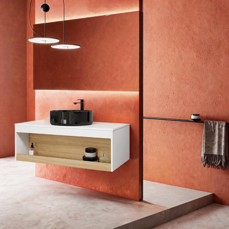 Meuble-lavabo flottant 36 "Aura (RTA) Aura, L 35,44 po, Noir / Blanc