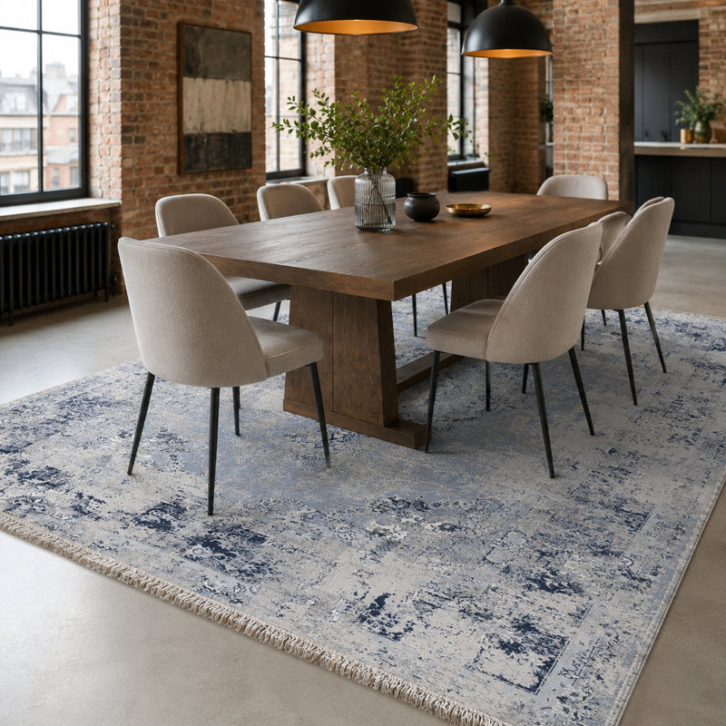 Vintage Look Cotton and Chenille Flatweave Area Rug, 160 cm round