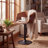 Brown Adjustable Height Bar Stools With Faux Leather Seat Swivel Stool With Backrest For Kitchen Island, Bar, Home Pub​​-1555456395