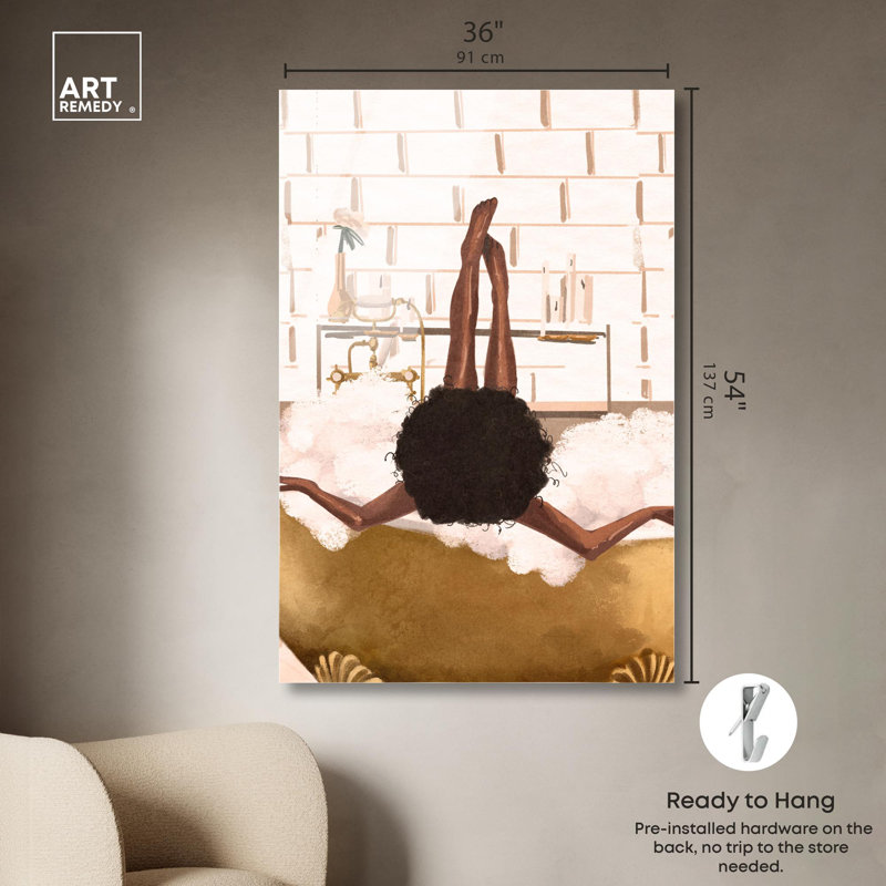 «Warm Bubble Bath», reproduction d'art à la mode sur salle de bain par Art Remedy, H 54 po x l 36 po