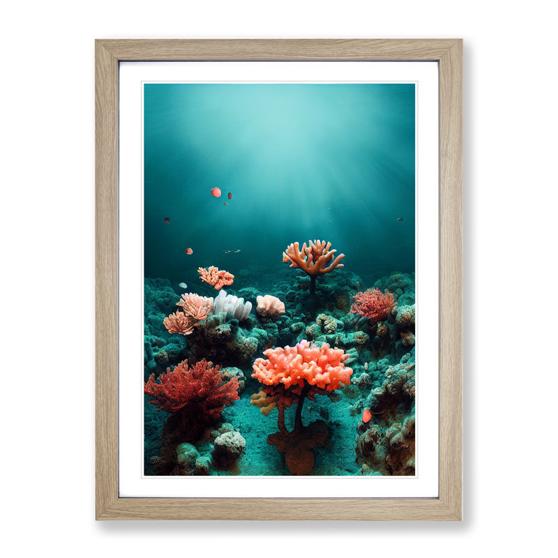 The Coral Reef - Framed Print, 64cm H x 46cm W x 2cm D, Oak Framed