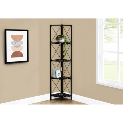 Modern 4 Tier Bookcase With Black Marble-Like Appearance For Office & Bedroom Decor Contemporary Marble Finish And