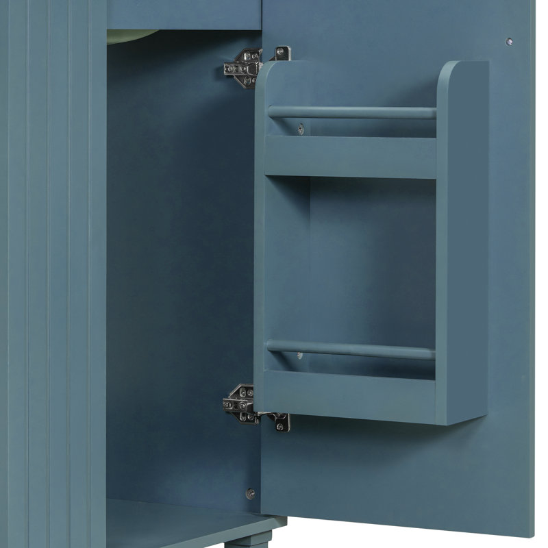 24" Single Bathroom Vanity With Ceremic Sink, Blue