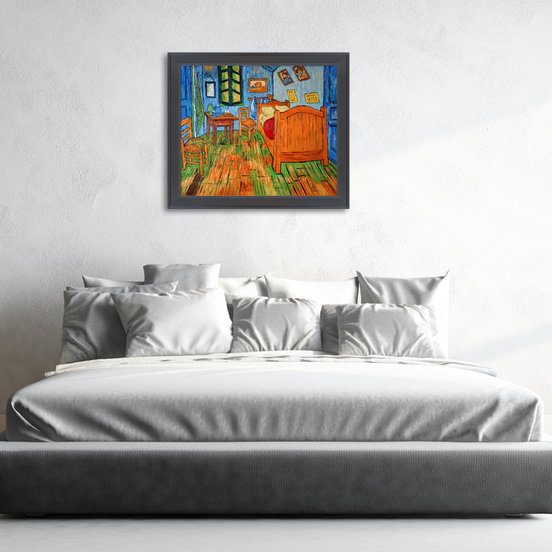 " Bedroom At Arles " by Vincent Van Gogh Painting Print, Gallery Black Framed, 24" H x 28" W x 2'' D
