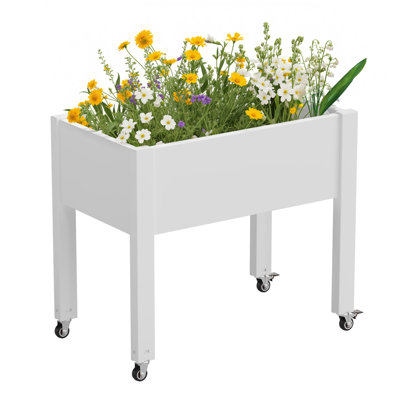 Elevated Planter With Wheels: Weatherproof Resin & Built-in Drainage